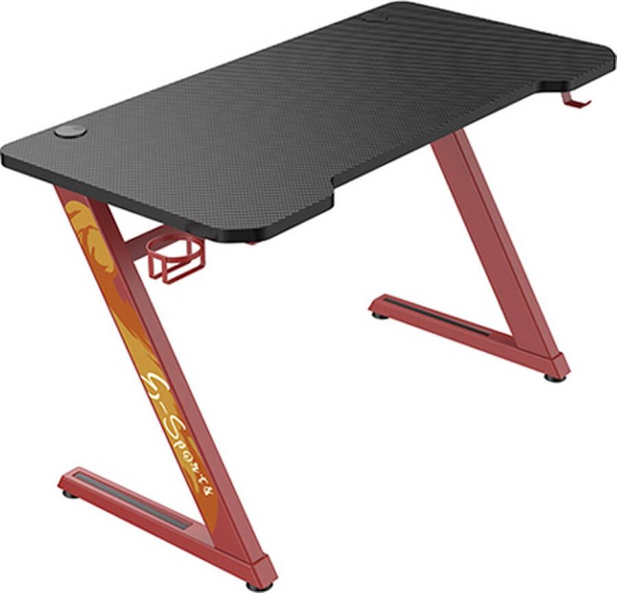 Stralex Z‑vorm Gamingbureau 120x60x75cm Bekerhouder + Headset‑haak Gaming Bureau met Cuphouder en Headsetmount Strak Design met Ergonomisch Tafelblad Stevige basis