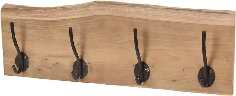 Studentenwinkel Massieve wandkapstok 100% ecologisch MassiefHout Metaal Met de hand gemaakt 4 Haak Massief Industrieel Ecologisch Zwart Haken Jassen Robuust