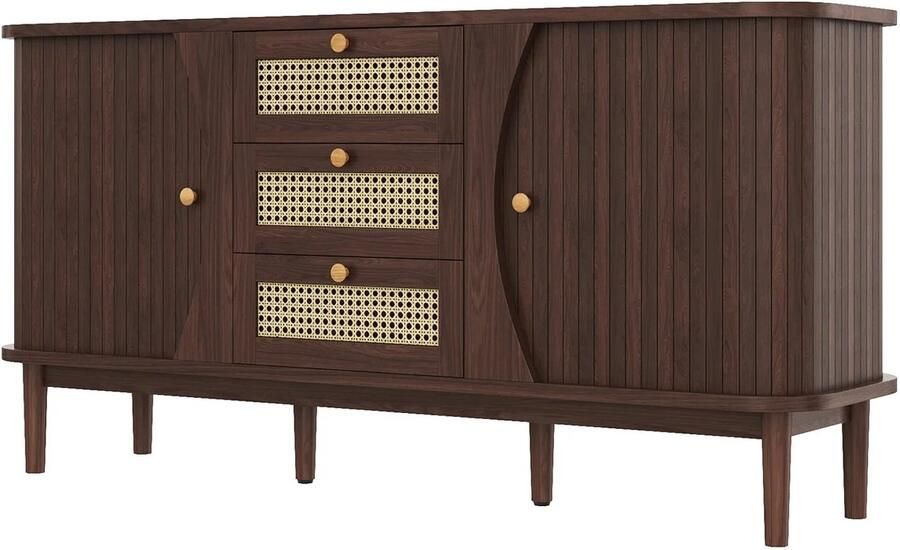 Studio Lyma Dressoir Kast Opbergkast Ladekast Dichte kast Afmeting: 140 5 x 40 x 76 cm Walnoothout decor Japandi kast