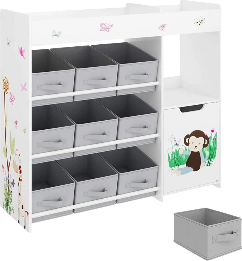 Studio Lyma Speelgoedkast met opbergbakken Speelgoedkist Kast voor kinderenkamer Kinderkast speelhoek Opbergkast speelgoed Met 9 opbergboxen Hout 90 x 80 cm