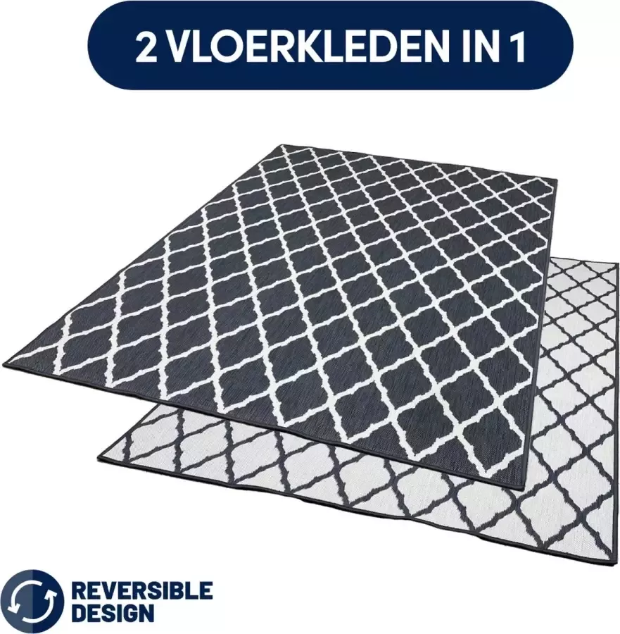 Studio M Luxe Buitenkleed – PERSIAN – Dubbelzijdig Vloerkleed Buiten – Buitentapijt 120x160 cm – Grijs – Tuintapijt met Omkeerbaar Design 100% gemaakt in België