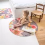 Studio M Vloerkleed NEWMOJI Vloerkleed kinderkamer 90X90 cm Tapijt kinderkamer rond Kindertapijt Speelkleed Speelmat Vloerkleed Dieren Giraf Just Chew It bubblegum roze Voor jongens en meisjes - Thumbnail 1