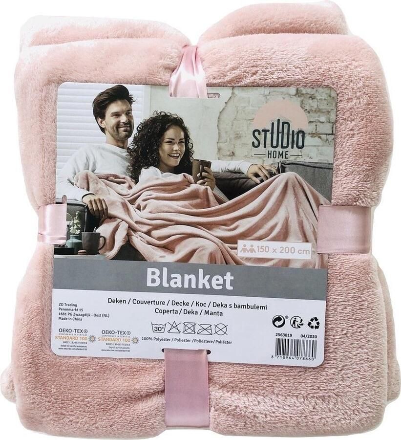 Studio ME Fleece deken Bankdeken Plaid Super zacht 2 persoons Plaid voor Bank Bed of Woonkamer Decoratie Dekens Plaids Deken Dekentje pluisvrij wasbaar 150 x 200 cm Hard Roze