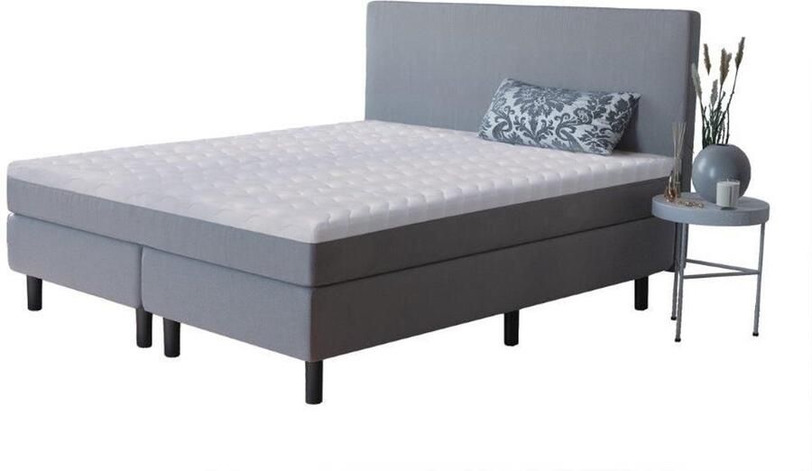 Studio Boxspring Pieter met geïntegreerde topper 140x200 cm Zilver Grijs