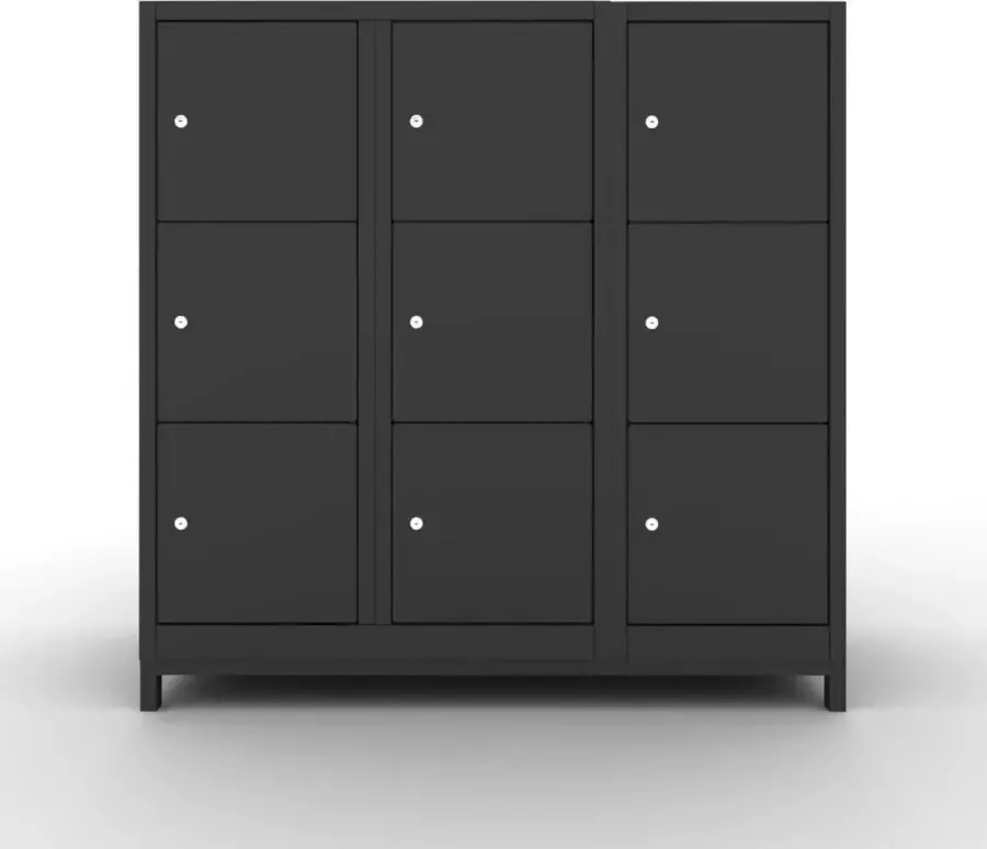Studio Villette Zwarte locker kast 9 deuren H121 x 120 x D50
