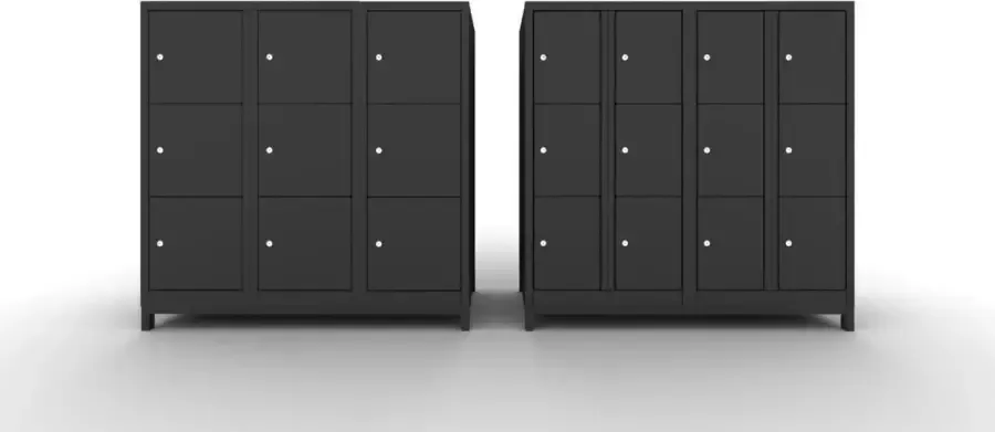 Studio Villette Zwarte locker kast met 21 deuren met slot H121 x B120 x D50