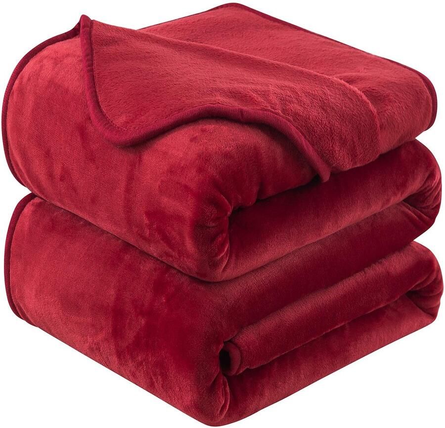 Stunq 150x200 cm Zachte en warme fleecedeken voor bank of bed in elegante rode kleur