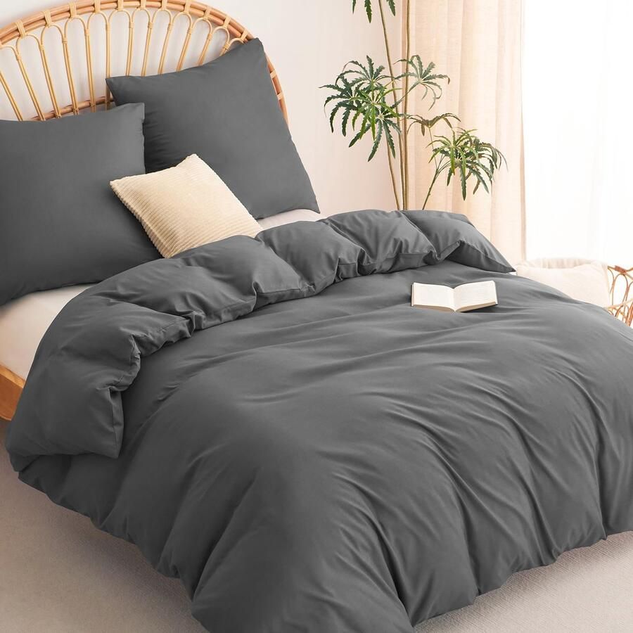 Stunq Antraciet bedden goed set van microvezel voor comfortabele nachtrust 220 x 240 cm Deken Zwart