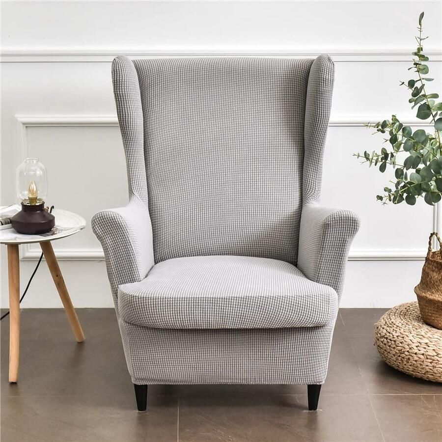 Stunq Elastische en twee-delige hoes voor oorfauteuils met hoge rugleuning 80 x 69 x 95 cm