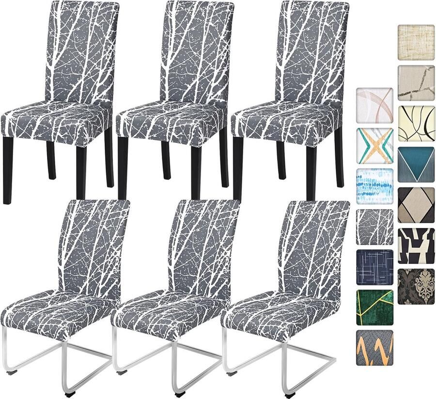 Stunq Elastische en wasbare stoelhoezen 45cm x 45cm x 60 cm set voor eetkamerstoelen zonder armleuning