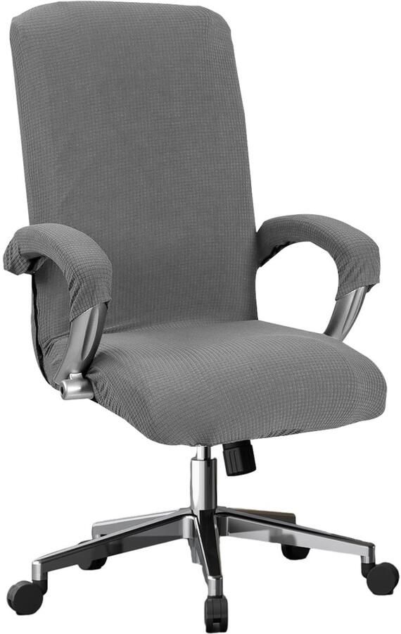 Stunq Wasbare rekbare stoelhoezen voor bureaustoelen met armleuning grijs