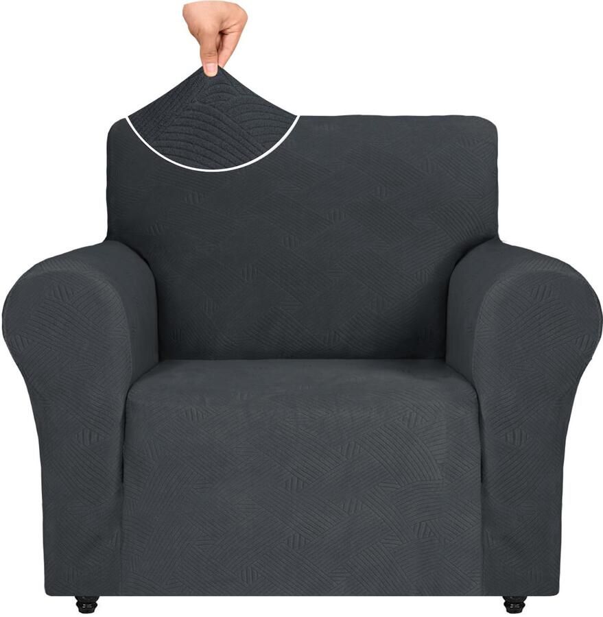 Stunq Elastische stoelhoes voor 1 persoon fauteuils met antislip en volledige bescherming eenzitsbank Grijs