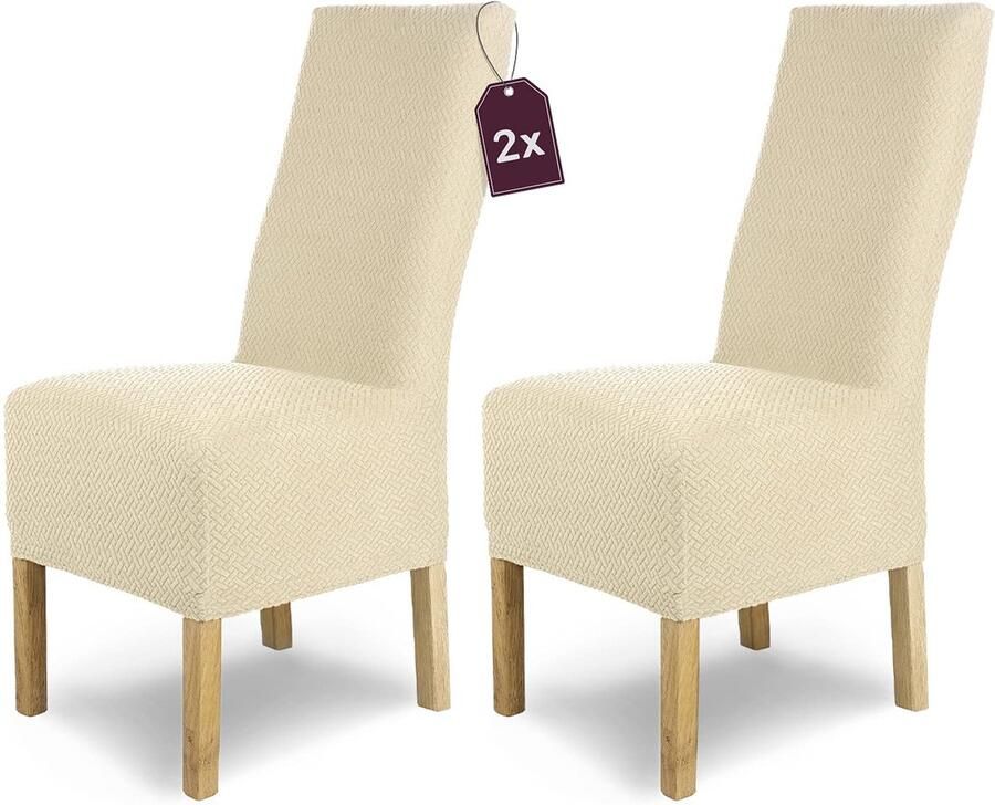 Stunq Elastische stoelhoezen met stretch voor stijlvolle en beschermde stoelen 50 x 50 x 65 cm Beige