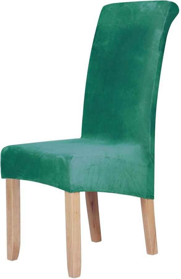 Stunq Fluwelen stretch stoelhoezen voor grote eetkamerstoelen met armleuning 50 x 50 x 70 cm groen