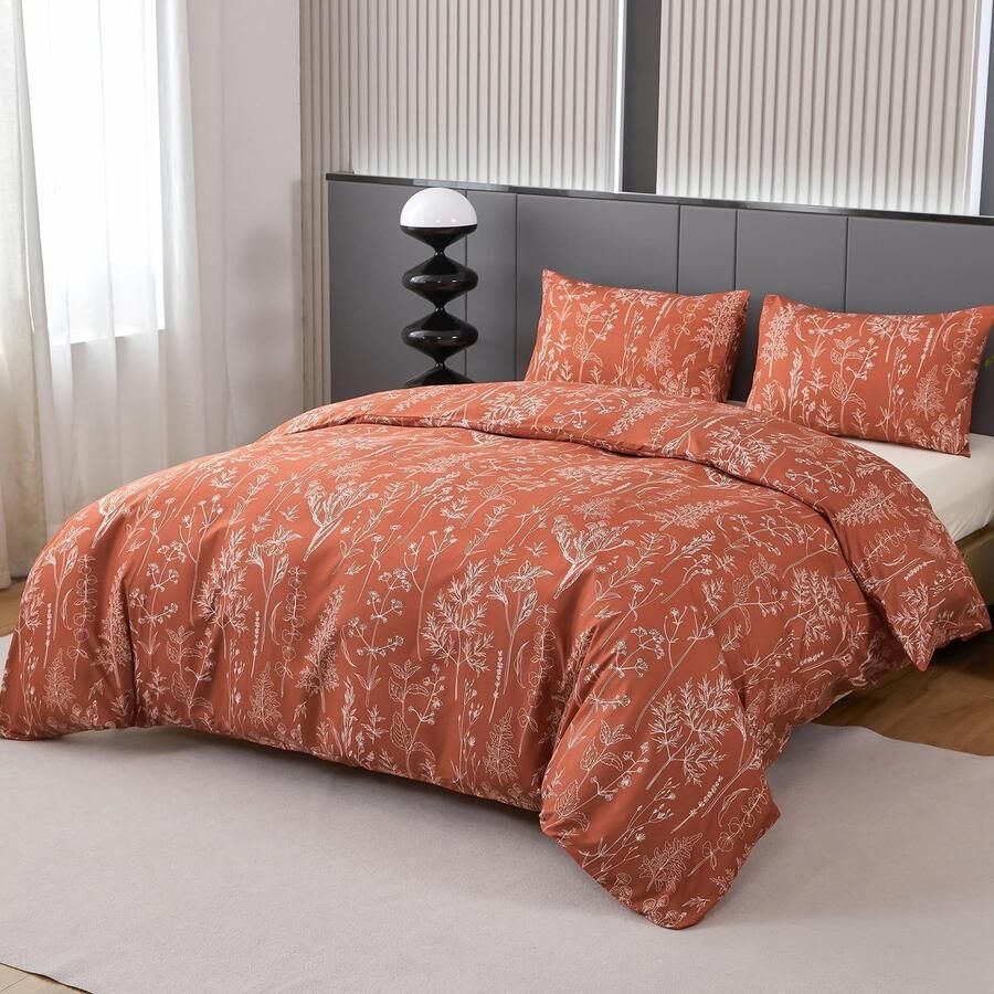 Stunq Luxe en omkeerbare bedden goed set met bloemenpatroon in warme tinten 220 x 240 cm