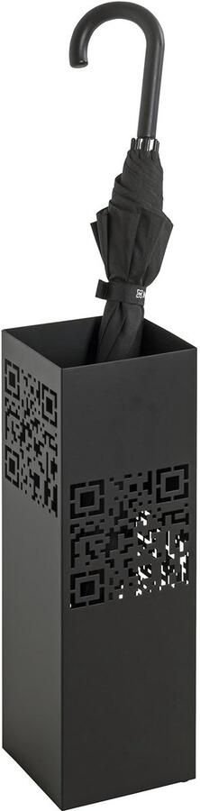 Stunq Moderne zwarte metalen paraplubak met abstract design en kunststof bak 16 x 16 x 48 cm hoog Zwart