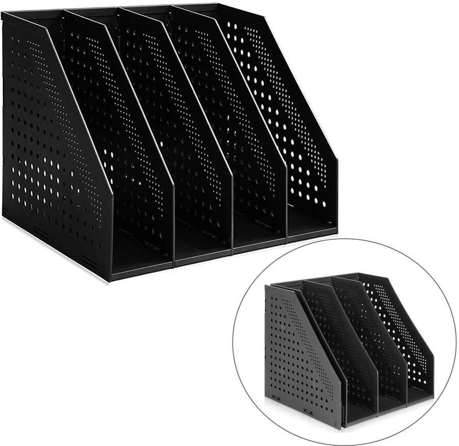 Stunq Opvouwbare documenthouder met verstelbare vakken voor bureau en kast 25 5 x 33 x 24 3