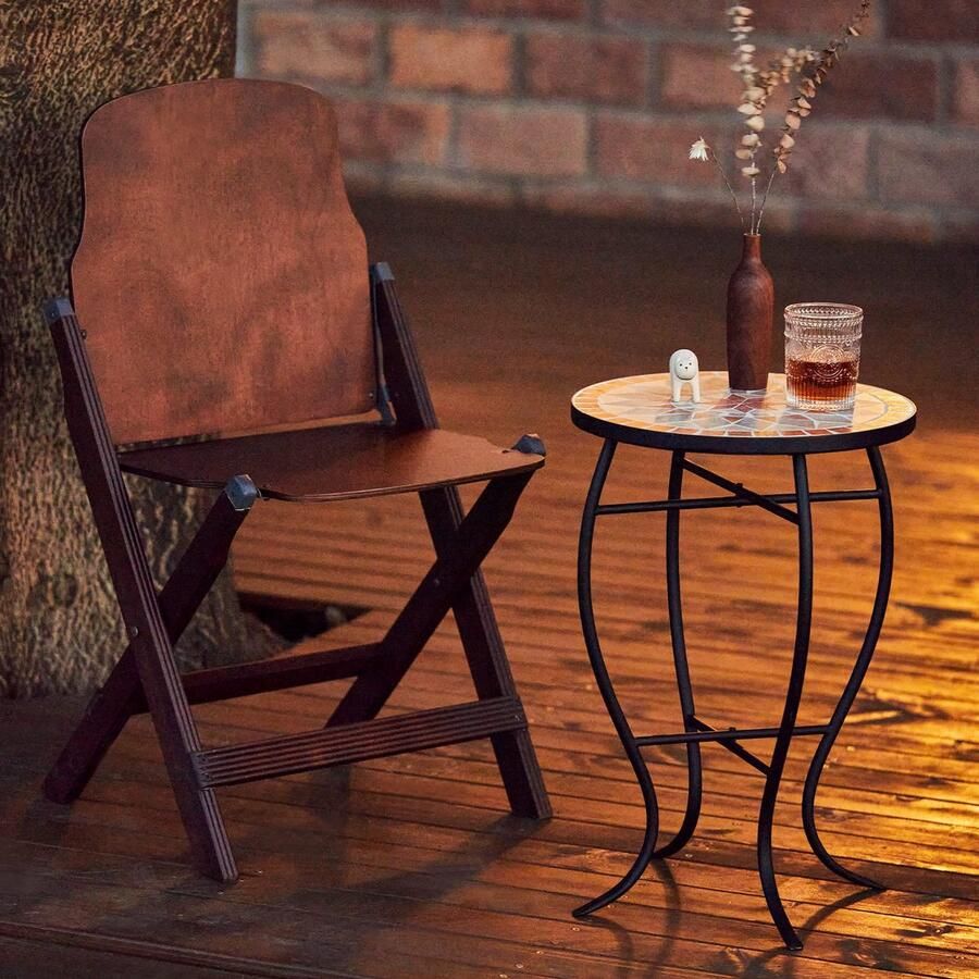 Stunq Ronde bijzettafel met mozaïekdesign geschikt voor binnen en buiten