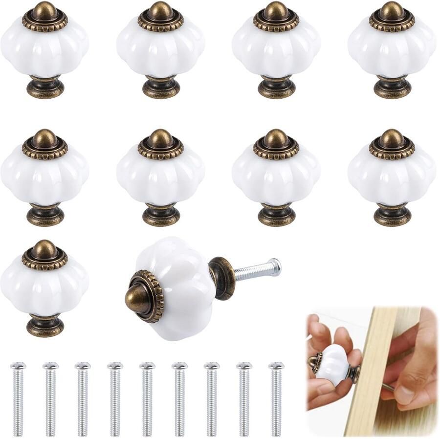 Stunq Set van 10 stijlvolle ronde meubelknoppen voor meubels Wit