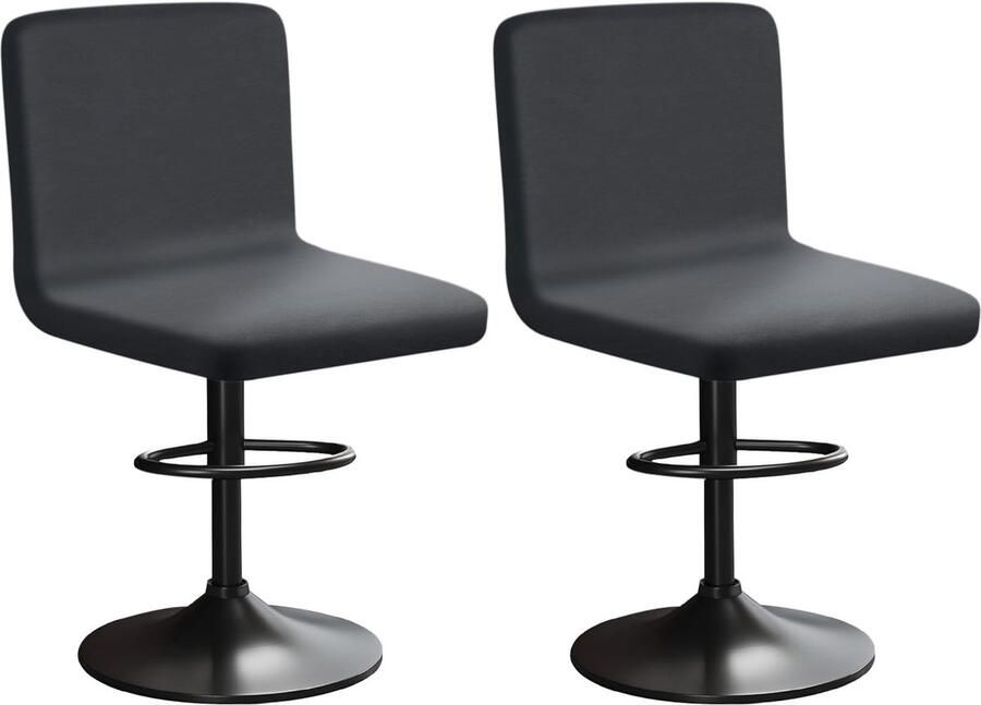 Stunq Set van 2 Elastische en wasbare stoelhoezen voor barkrukken met rugleuning in grijs