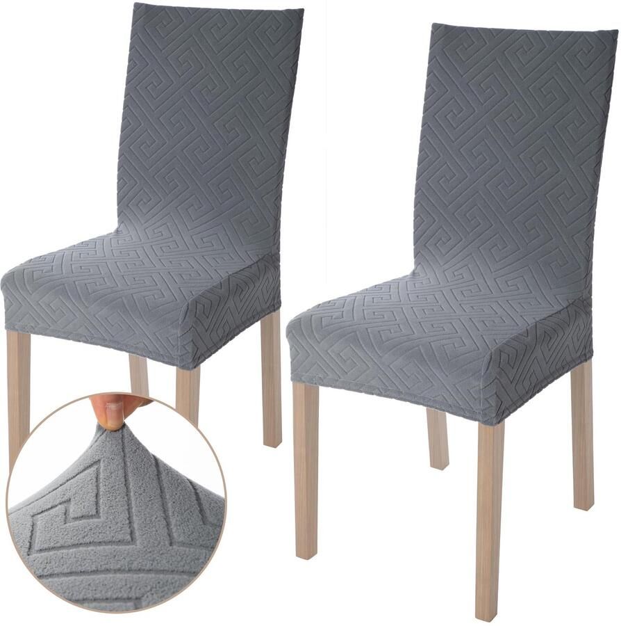 Stunq Set van 2 elastische stoelhoezen in grijs met labyrintontwerp