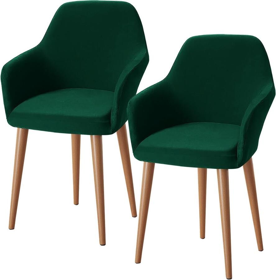 Stunq Set van 2 rekbare stoelhoezen voor stoelen en gelegenheden 53 x 53 x 50 cm Donkjergroen