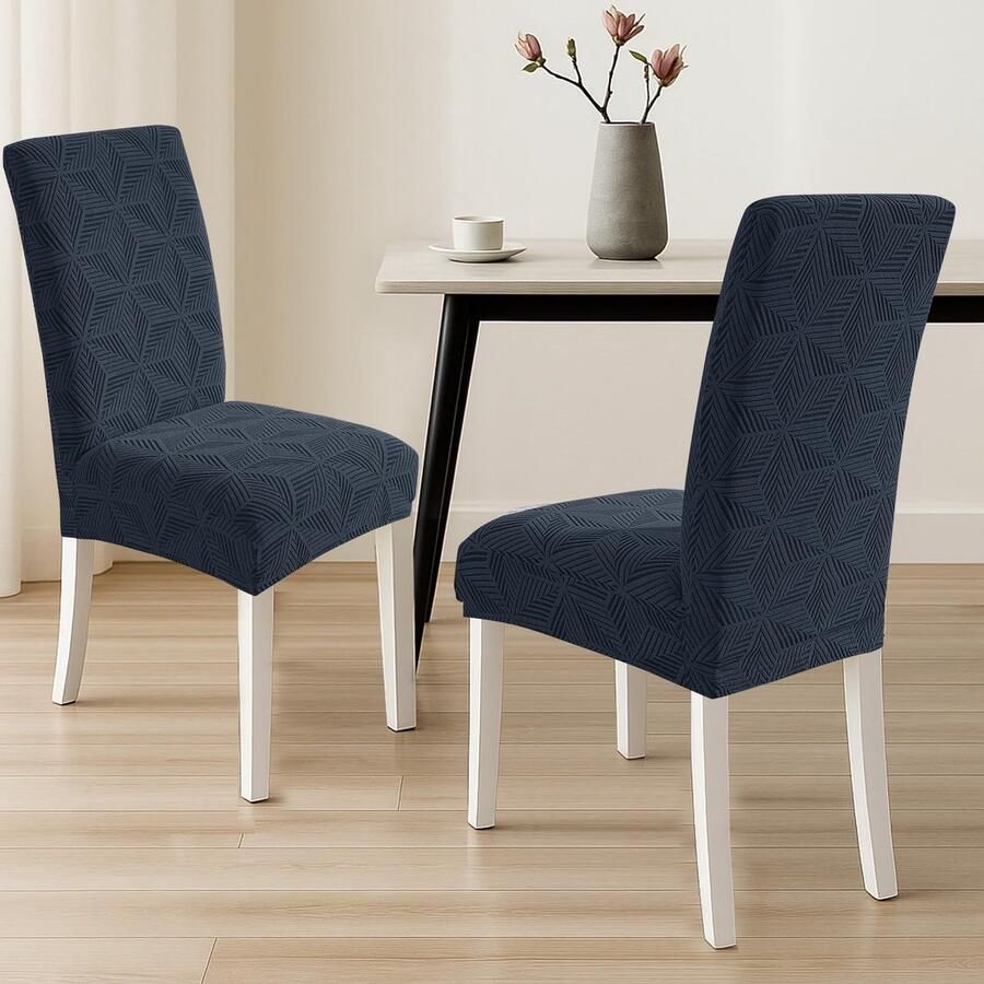 Stunq Set van 2 Rekbare Stoelhoezen voor Verschillende Stoelen en Gebruiken Blauw