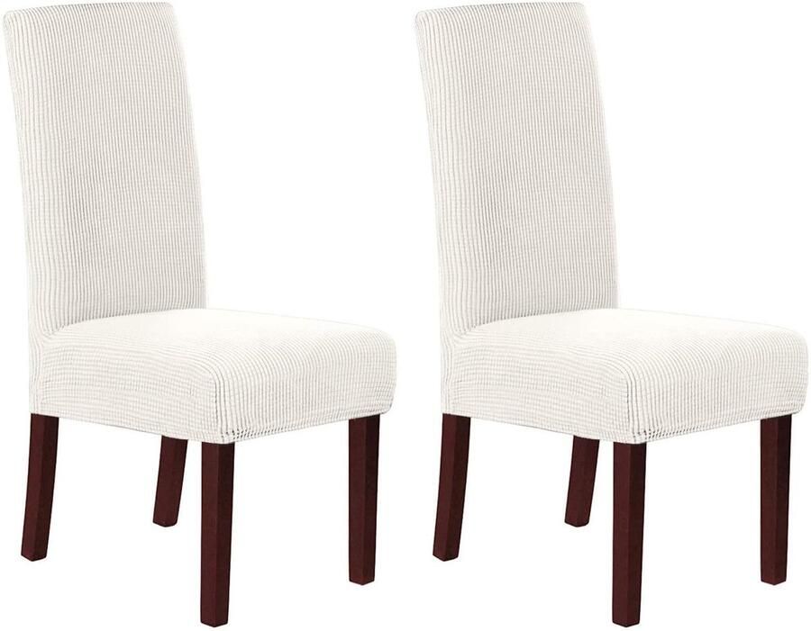 Stunq Set van 2 Stretch Stoelhoezen voor Eetkamerstoelen in Elegante Witte Kleur 45 x 45 x 60 cm