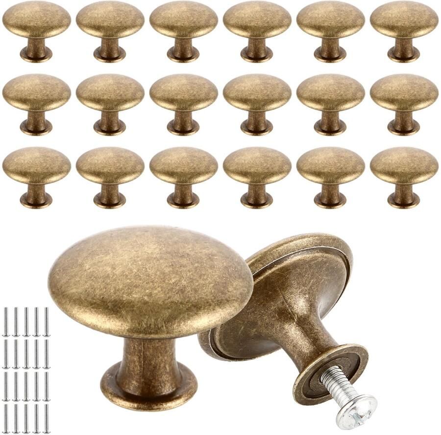 Stunq Set van 20 ronde bronzen meubelknoppen voor kasten en lades