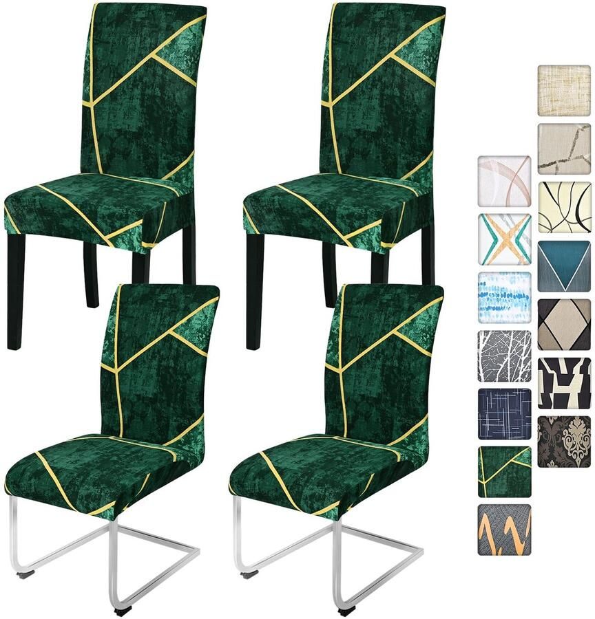 Stunq Set van 4 elastische stoelhoezen voor eetkamer en evenementen 48 x 46 x 65 cm Groen