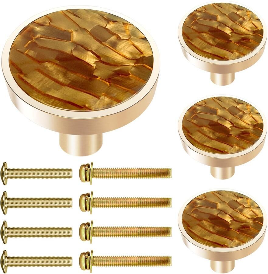 Stunq Set van 4 gouden ronde kastknoppen voor meubels en kasten Goud 32 mm