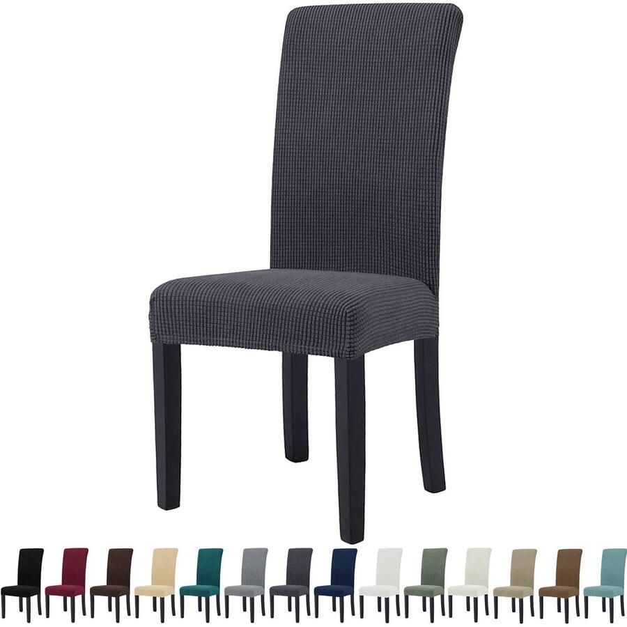 Stunq Set van 4 Grijze Elastische Stoelhoezen voor Eetkamer en Restaurant 54 x 51 x 70 cm
