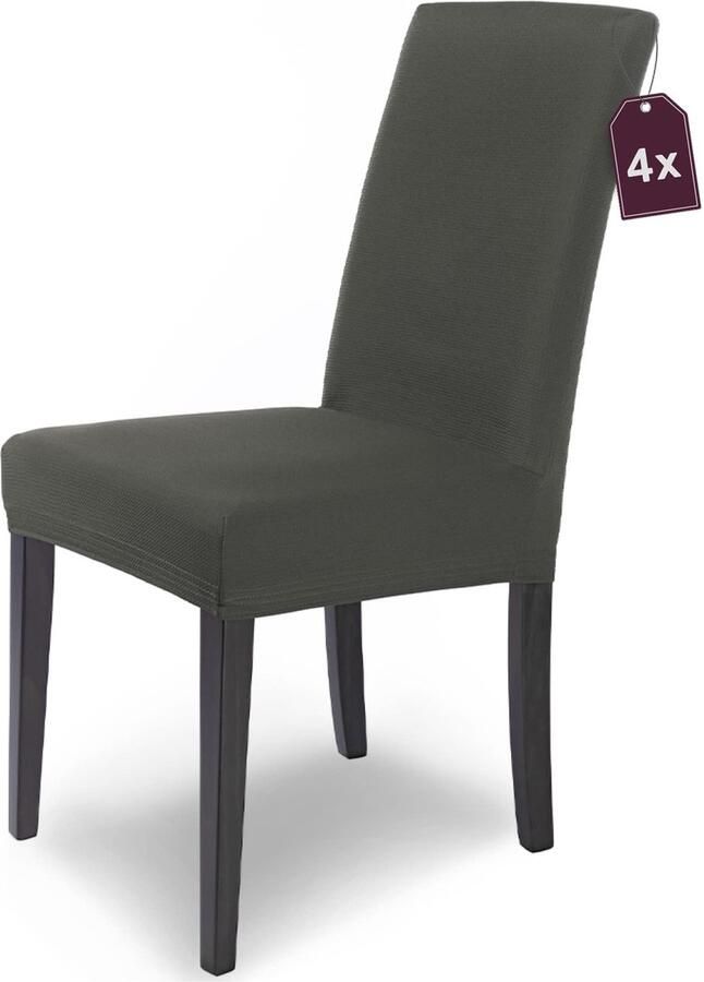 Stunq Set van 4 grijze stretch stoelhoezen voor schommelstoelen met elegante uitstraling Kantoor keuken Grijs