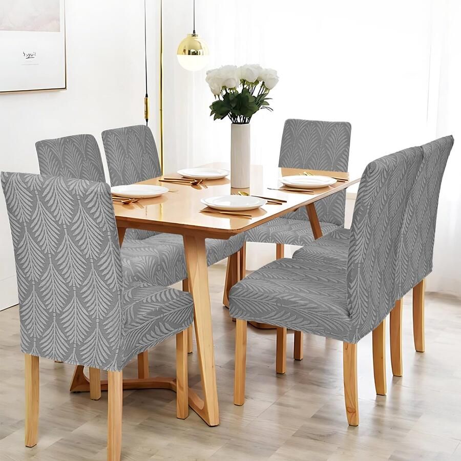 Stunq Set van 4 rekbare stoelhoezen voor eetkamer en feestelijke gelegenheden Stoelhoes Grijs