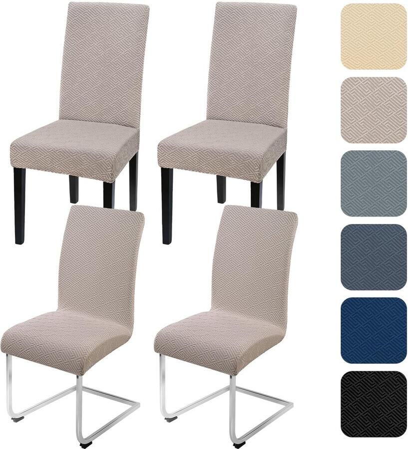 Stunq Set van 4 stijlvolle en rekbare stoelhoezen voor veelzijdig gebruik 45 x 48 x 60 cm Beige