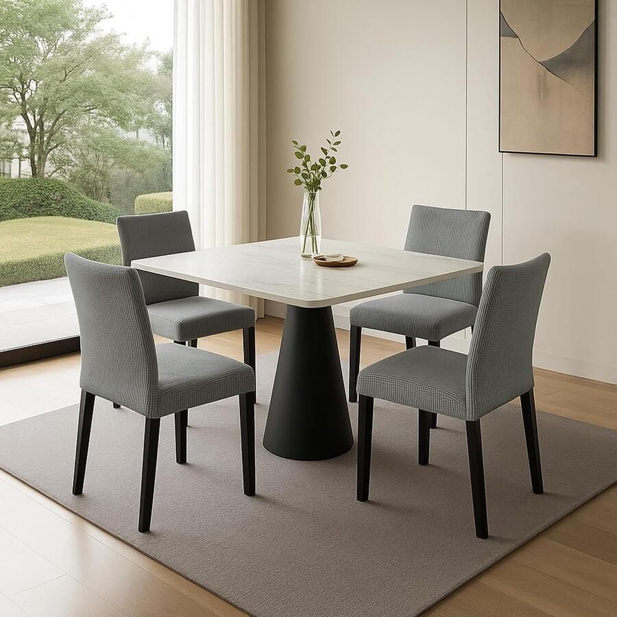 Stunq Set van 4 wasbare stoelhoezen voor eetkamer en evenementen met elastische pasvorm Grijs