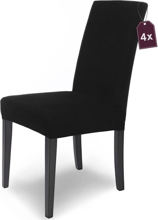 Stunq Set van 4 Zwarte stretch stoelhoezen 44 x 46 x 68 cm set voor schommelstoelen met elegante uitstraling Stoel hoes Zwart