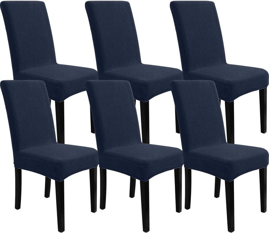 Stunq set van 6 Elastische donkerblauwe stoelhoezen set van zes voor eetkamerstoelen Keuken Kantoor