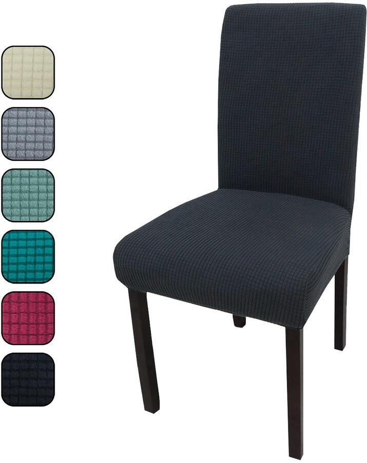 Stunq Set van 6 Elastische Stoelhoezen voor Eetkamer en Feestelijke Gelegenheden Kantoor keuken Zwart