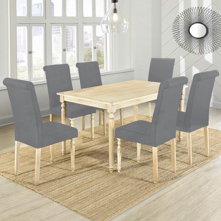 Stunq Set van 6 elastische stoelhoezen voor eetkamerstoelen met beschermende functie