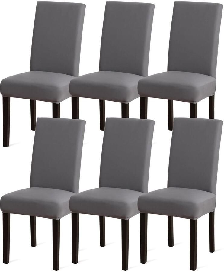 Stunq Set van 6 Grijze Stretch Stoelhoezen voor Eetkamer en Banketten 44 x 44 x 54 cm Grijs