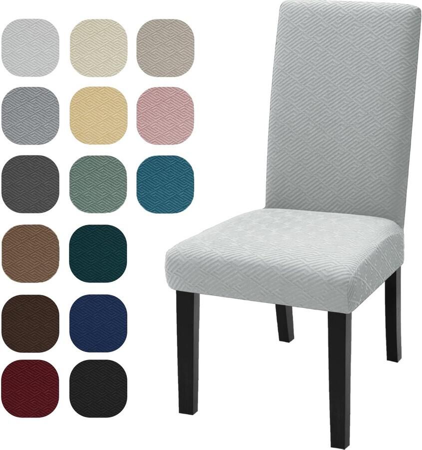 Stunq Set van 6 rekbare zilvergrijze stoelhoezen 51 x 54 x 70 cm voor gelegenheden