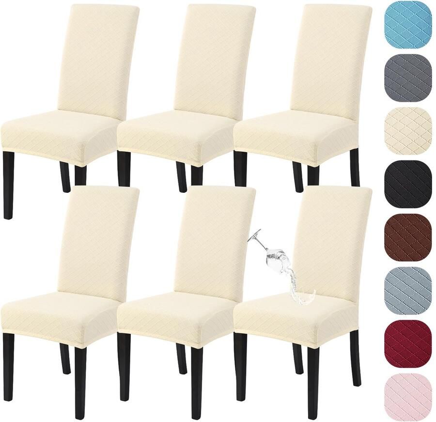 Stunq Set van 6 universele waterdichte stretch stoelhoezen voor gelegenheden 48 x 46 x 60 cm Beige