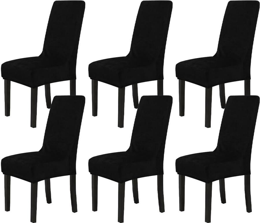 Stunq Set van 6 Zwarte Fluwelen Stoelhoezen voor Gelegenheden en Bescherming 50 x 50 x 60 cm zwart