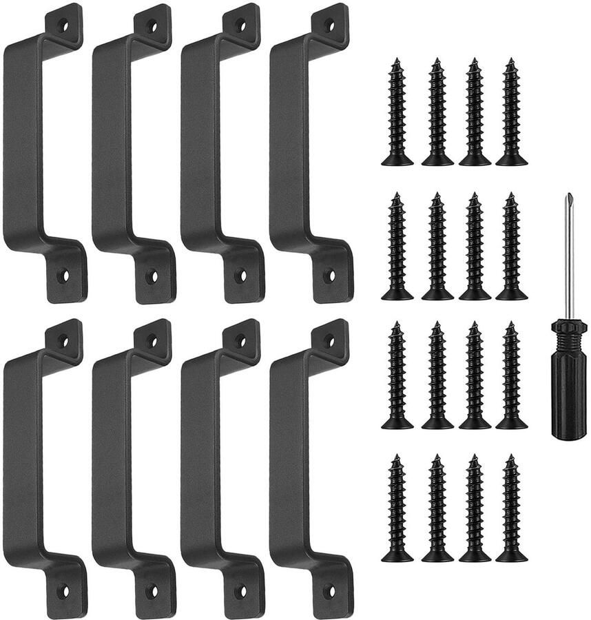 Stunq Set van 8 zwarte gietijzeren handgrepen voor deuren en poorten