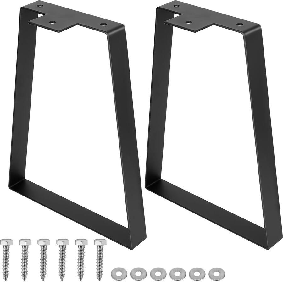 Stunq Set van twee trapeziumvormige metalen meubelpoten voor meubels Kast poten Zwart
