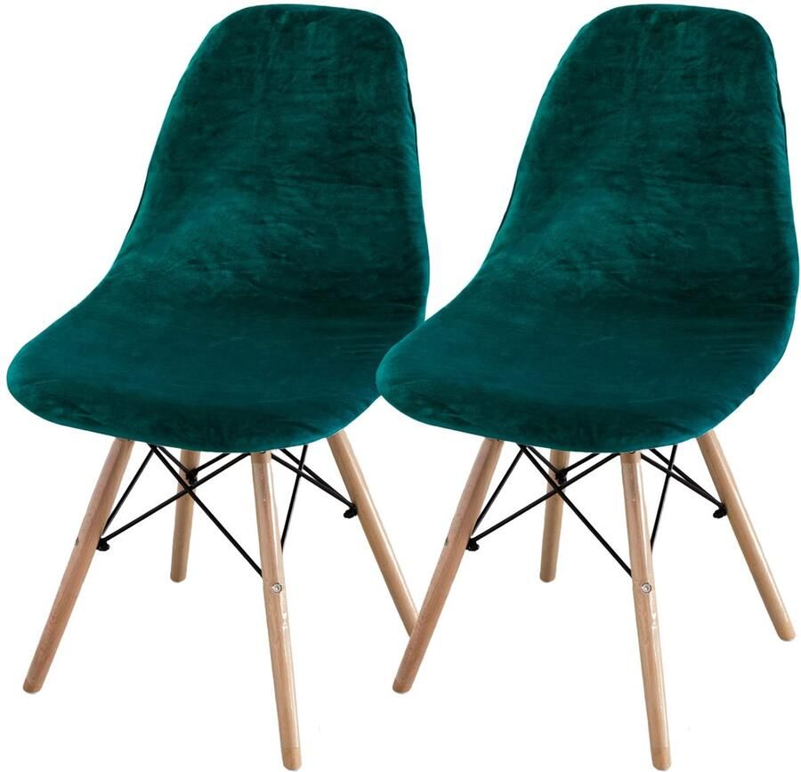 Stunq Set van twee universele stretch stoelhoezen in fluweel voor eetkamerstoelen