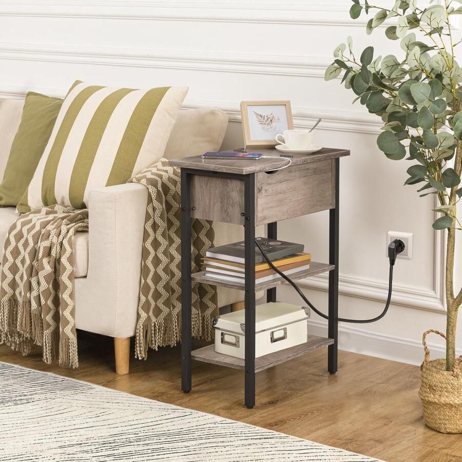 Stunq Stijlvolle multifunctionele bijzettafel met verborgen opslag en laadstation