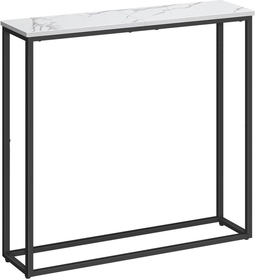 Stunq Stijlvolle smalle consoletafel van marmer voor hal of woonkamer 75 x 20 x 76 cm Wit