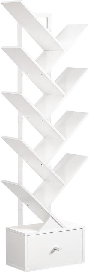 Stunq Stijlvolle witte boekenkast met 9 niveaus en lade voor elke ruimte
